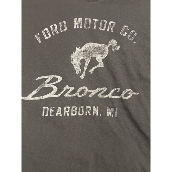 Ford Bronco Women's Vintage Logo Distressed Charcoal Grey V-Neck T-Shirt Medium - Picture 6 of 10